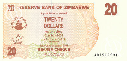 Zimbabwe - Pick 40 - 20 Dollars - 2006 rok