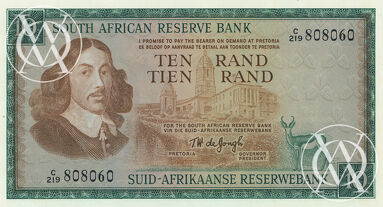 South Africa - Pick 113b - 10 Rand - 1967-74 rok
