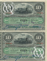 Cuba - Pick 49b - 10 Pesos - 1896 rok - arkusz dwóch banknotów