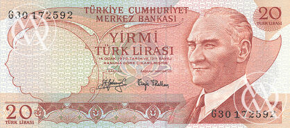 Turkey - Pick 187 - 20 Lirasi
