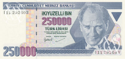Turkey - Pick 211 - 250000 Lirasi