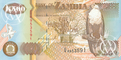 Zambia - Pick 39a - 500 Kwacha