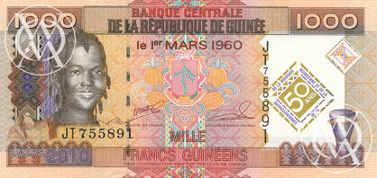 Guinea - Pick 43 - 1.000 Francs - 2010 rok
