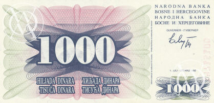 Bosnia Herzegovina - Pick 15 - 1.000 Dinara - 1992 rok