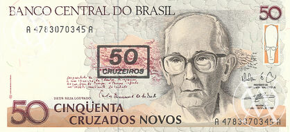 Brazil - Pick 223 - 50 Cruseiros on 50 Cruzados Novos