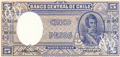 Chile - Pick 119 - 5 Pesos (0.5 Condor)