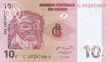 Congo Democratic Republic - Pick 82 - 10 Centimes
