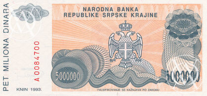 Croatia - Pick R24 - 5.000.000 Dinara - 1993 rok