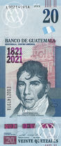 Guatemala - Pick nowy - 20 Quetzales - 2020 rok - banknot okolicznościowy z okazji 200-lecia niepodległości Gwatemali