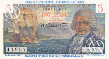 Saint Pierre & Miquelon - Pick 22 - 5 Francs - 1950/60 rok