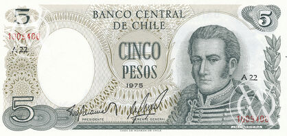 Chile - Pick 149a - 5 Pesos - 1975 rok