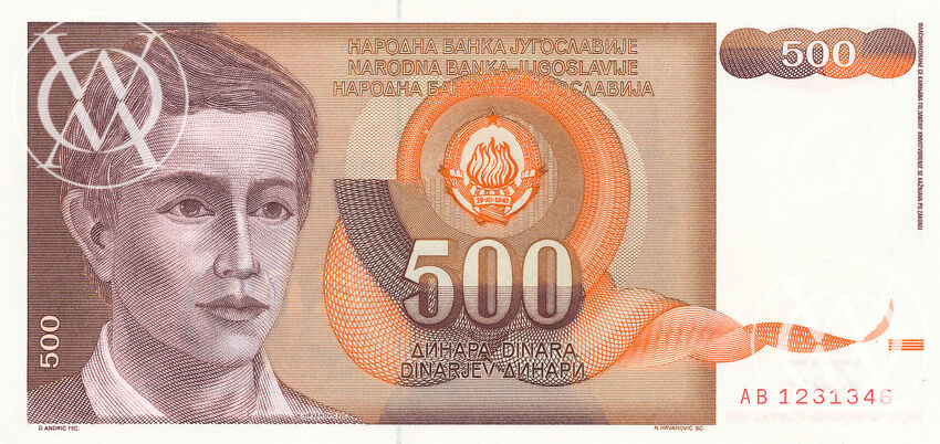 Yugoslavia - Pick 109 - 500 Dinara - 1991 rok
