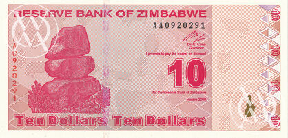 Zimbabwe - Pick 94 - 10 Dollars - 2009 rok