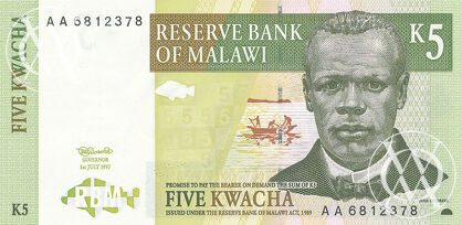 Malawi - Pick 36a - 5 Kwacha