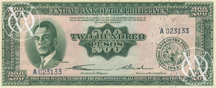 Philippines - Pick 140a - 200 Pesos - 1949 rok