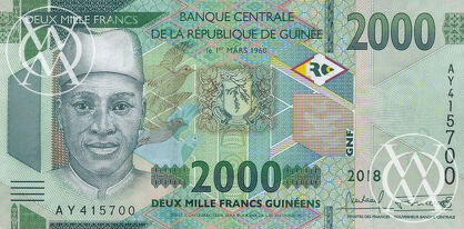 Guinea - Pick nowy - 2.000 Francs - 2018 rok