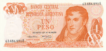 Argentina - Pick 293 - 1 Peso – 1974 rok