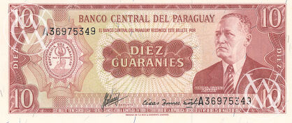Paraguay - Pick 196b - 10 Guaranies