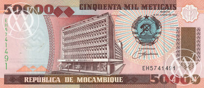 Mozambique - Pick 138 - 50.000 Meticais - 1993 rok