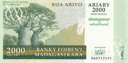 Madagascar - Pick 93a - 2.000 Ariary - 2007 rok
