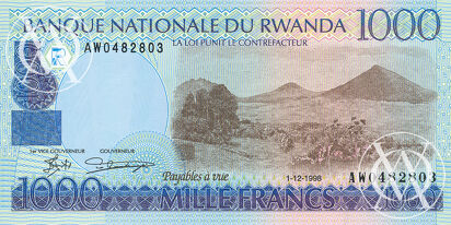 Rwanda - Pick 27a - 1.000 Francs - 1998 rok