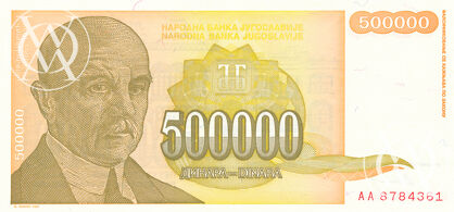 Yugoslavia - Pick 143 - 500.000 Dinara - 1994 rok