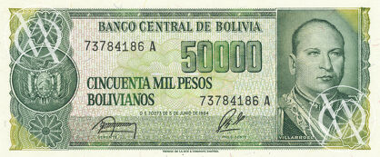 Bolivia - Pick 170a(2) - 50.000 Pesos Bolivianos - 1984 rok
