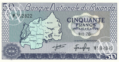 Rwanda - Pick 7c - 50 Francs - 1976 rok