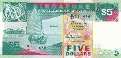 Singapore - Pick 19 - 5 Dollars - 1989 rok
