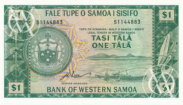 Western Samoa - Specjalna emisja kolekcjonerska z 2020 roku pierwotnej emisji z 1967 roku - zestaw trzech banknotów o nominałach 1, 2 i 10 Tala