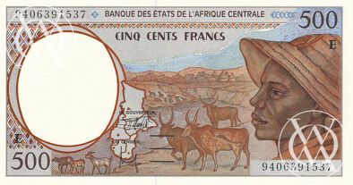 Cameroun - Pick 201Eb - 500 Francs - 1994 rok